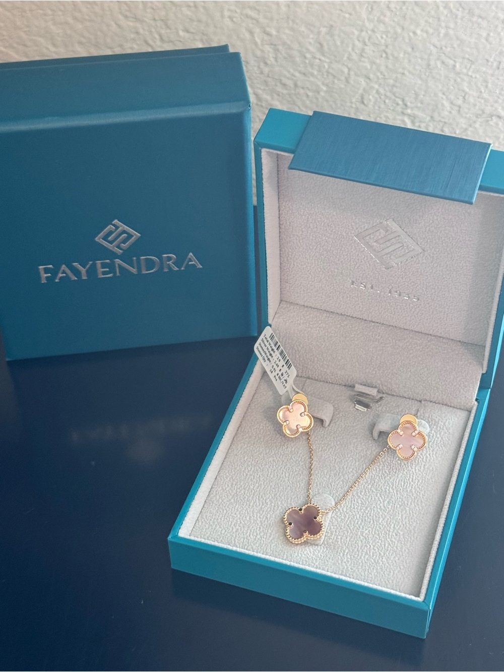 FAYENDRA Clover Necklace and Earrings set. New!